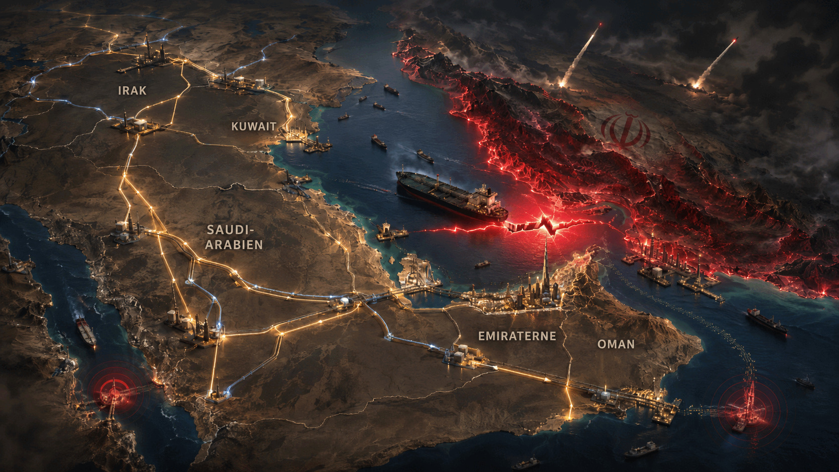 Emiraterne kapper Irans økonomiske livline - mens Hormuz-krigen breder sig til hele regionens energiruter